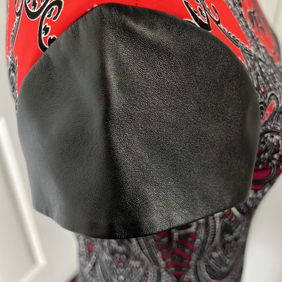 London Times Dress with Faux Leather Cap Sleeves - Picture 5 of 7